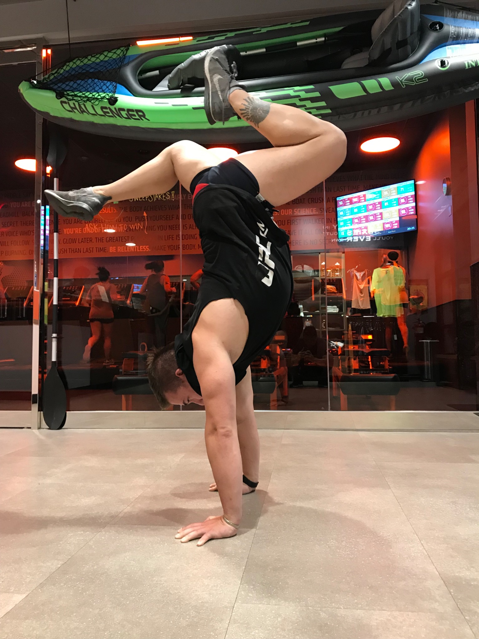 Chris Miko balancing in a handstand